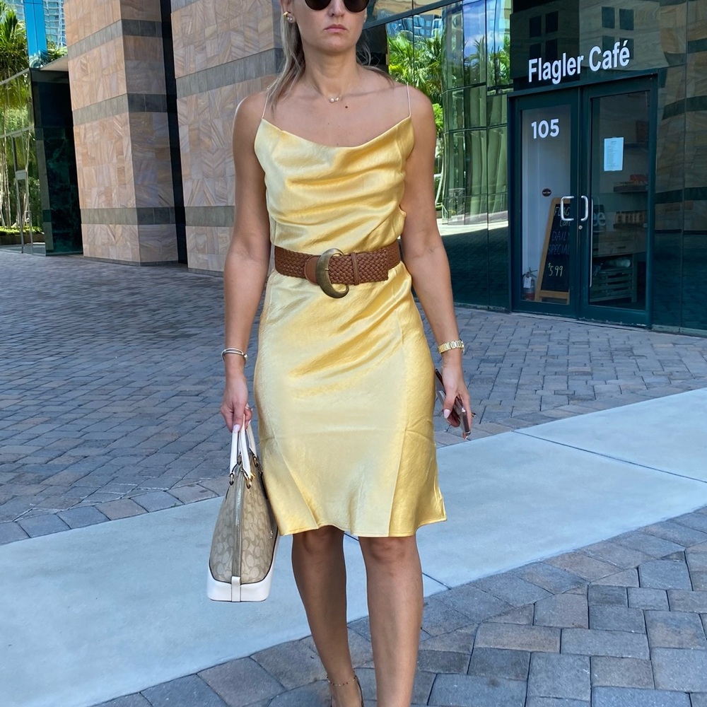 ✨ Double Zero Gold Satin Slip Dress ✨ - Picture 4 of 11